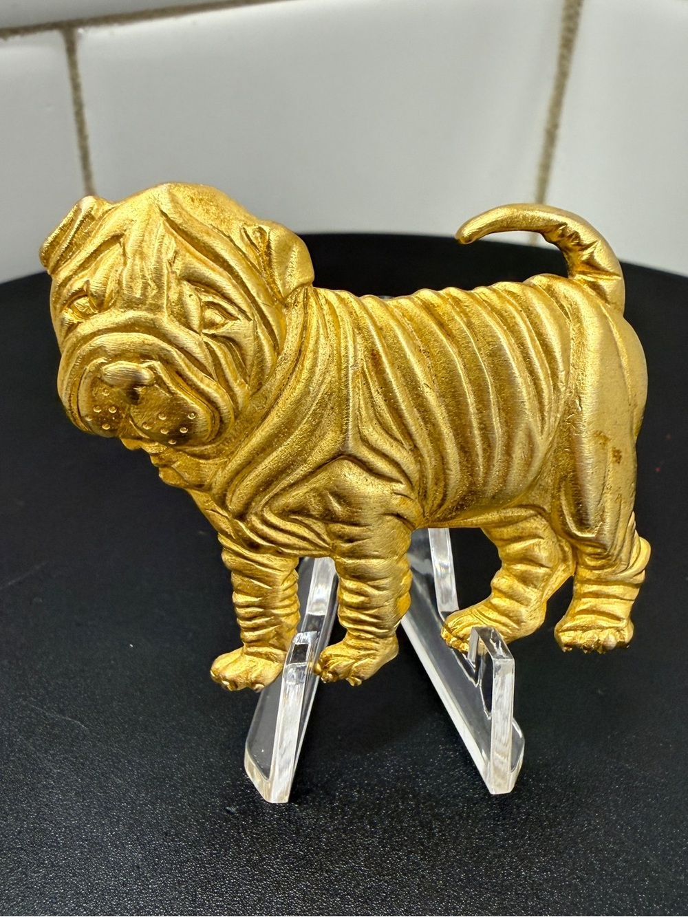 Shar Pei Dog Brooch Gold Tone Jonette Jewelry Figural Pin